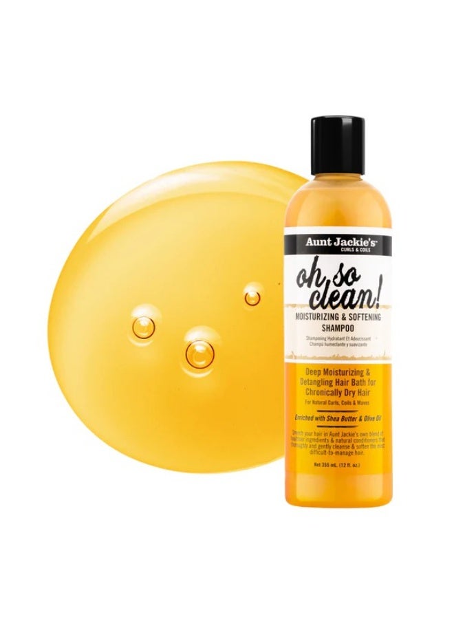 Aunt Jackie's Oh So Clean! Deep Moisturizing Shampoo 355ml | Detangling Hair Bath for Chronically Dry Hair | For Curly Coily Wavy Hair | Shea Butter + Olive Oil - Image 4